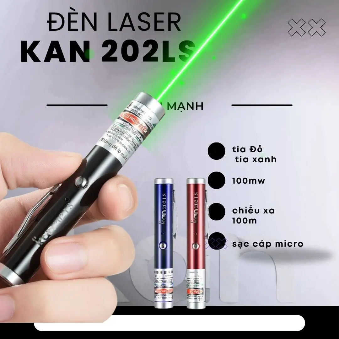 Bút Laser Laze Mini Tia Xanh Lá Sạc Micro 9 Cm 3 but laser mini kan 202ls tia xanh lá