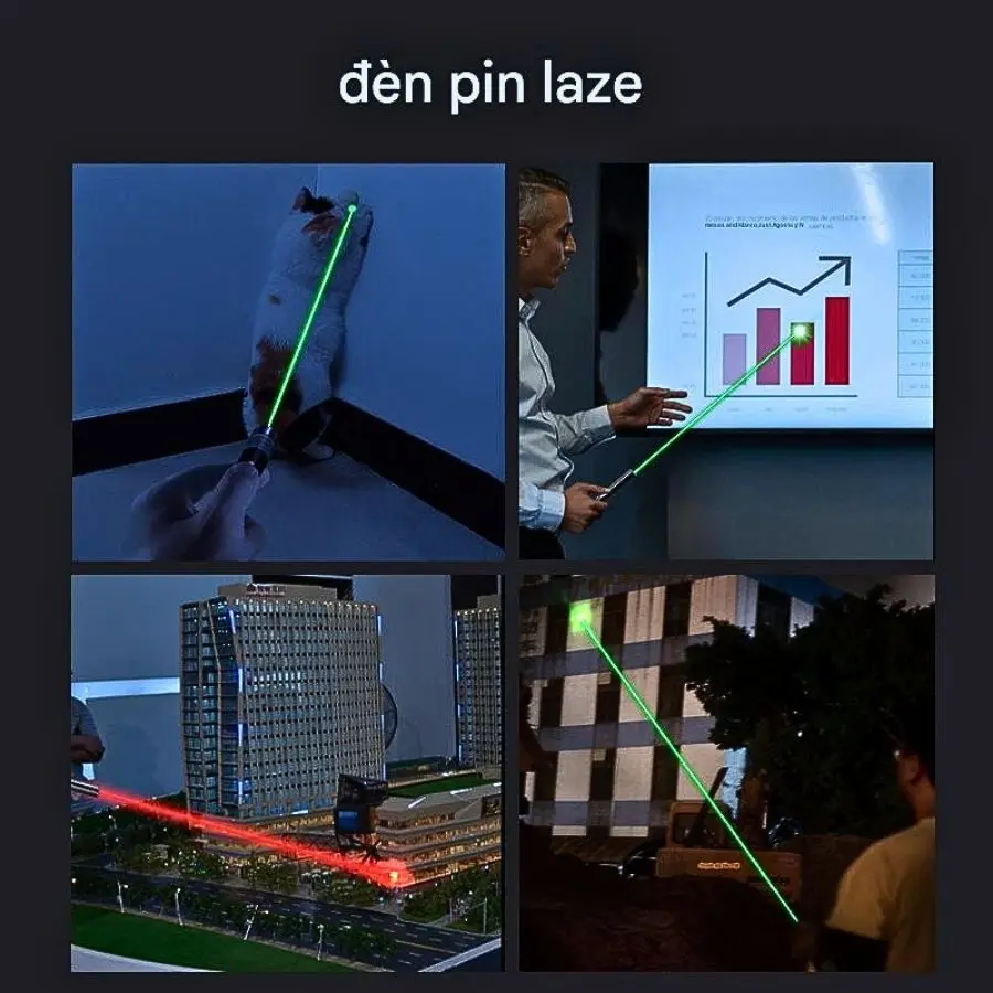 Đèn Laser Laze Kan 313LS 2 Tia Xanh Đỏ Sạc Type C 10 den laser 2 trong 1 313ls