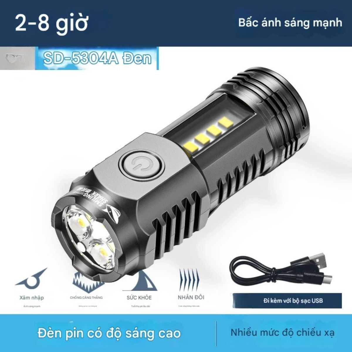 ĐÈN PIN MÓC KHÓA SMILING SHARK SD-5304 SD-5314 (3XPE) 6 ĐÈN PIN MÓC KHÓA SMILING SHARK SD-5304 SD-5314 (3XPE) - Ảnh 4