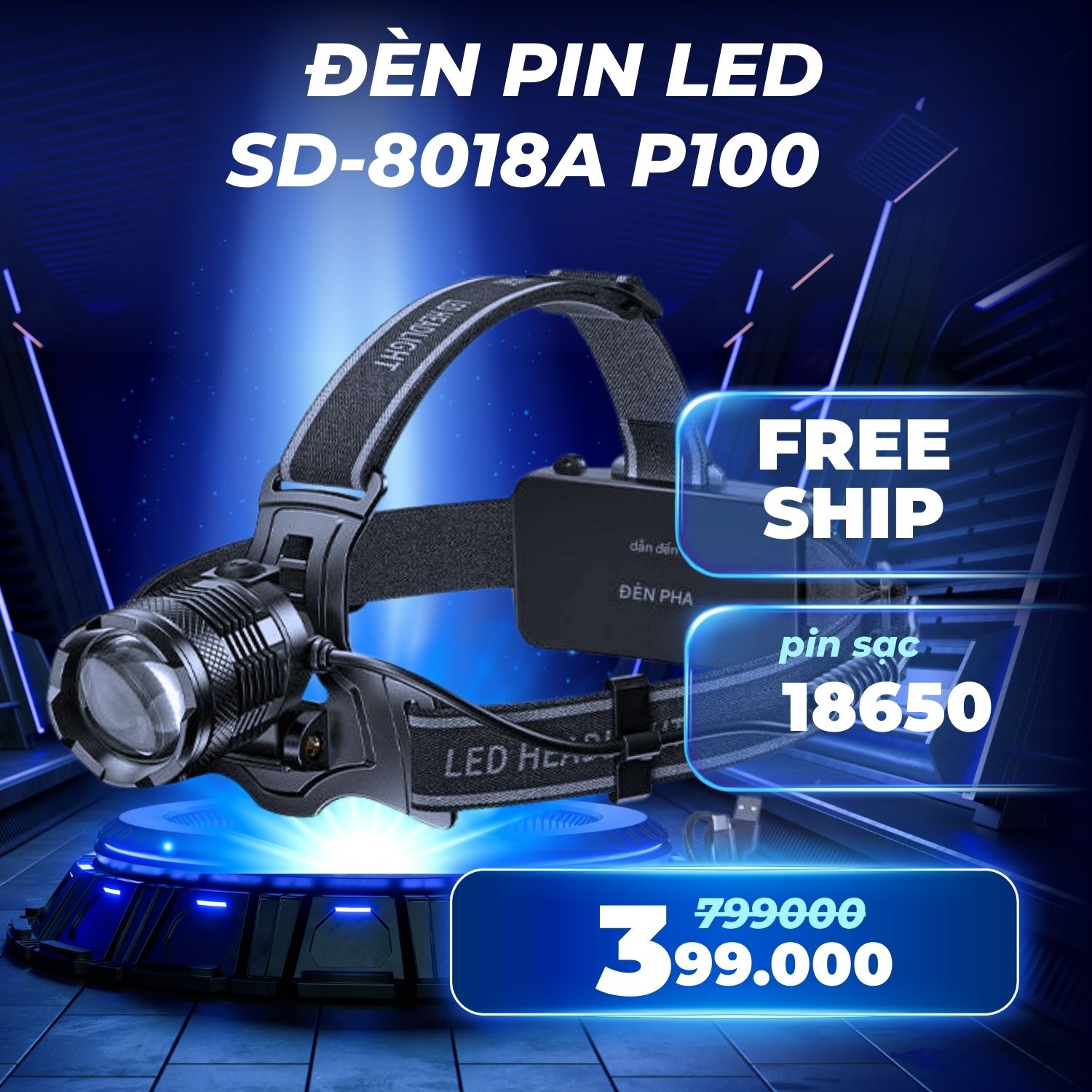 ĐÈN PIN ĐỘI ĐẦU SMILING SHARK TD-8018C (P100 / M77) 3 ĐÈN PIN ĐỘI ĐẦU SMILING SHARK TD-8018C (P100 / M77)