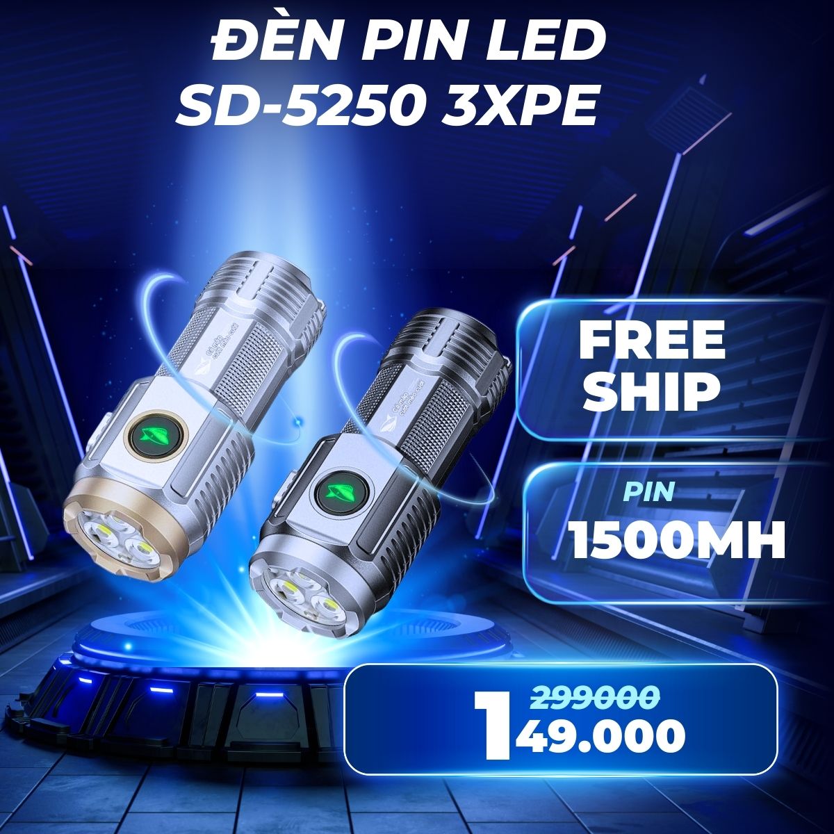 ĐÈN PIN MÓC KHÓA SMILING SHARK SD-5304 SD-5314 (3XPE) 3 ĐÈN PIN MÓC KHÓA SMILING SHARK SD-5250 (3XPE) - SIÊU GỌN, SẠC NHANH, CHIẾU XA 100M
