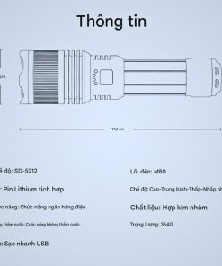 Đèn Pin LED SD-5212 M80 10000lm Siêu Sáng