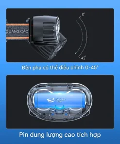 ĐÈN PIN ĐỘI ĐẦU SMILING SHARK TD-0166A- MINI, CẢM BIẾN SÓNG, SIÊU NHẸ 45G