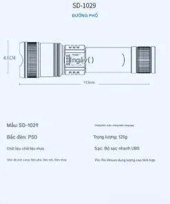 den pin SD1029 6000lm Sạc Type-C