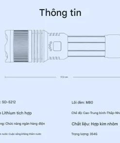 den pin SD1029 6000lm Sạc Type-C